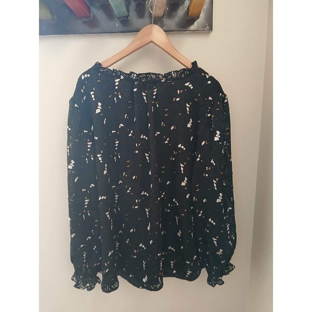 Talbots Plus Burnout Velvet Popover Top - Picture 12 of 13